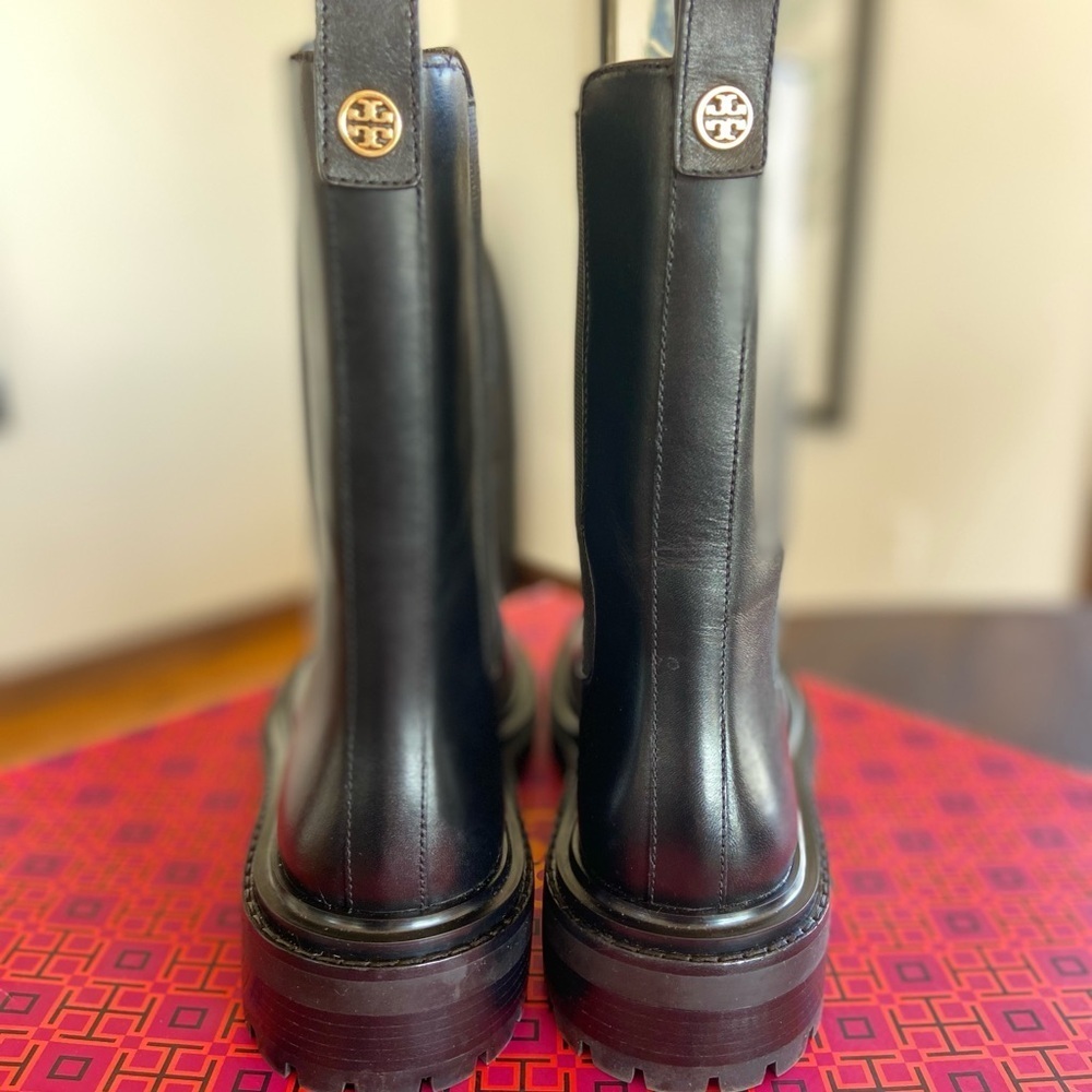TORY BURCH REVOLVE Black Mid-Calf Leather Boots - Picture 10 of 15